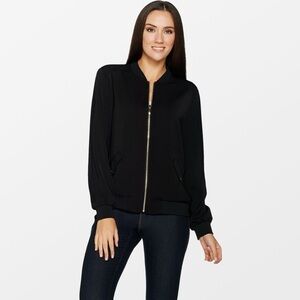 Susan Graver Classic Black Bomber Jacket